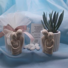 cod.VSA2294 Portapianta-portaoggetti coppia in terracotta bicolore bianco e tortora- cm.9 - h.7 - 2 soggetti assortiti -