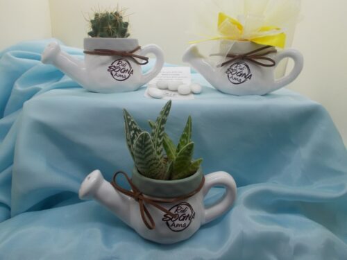 Portapianta annaffiatoio in porcellana cm.15 h.7 3