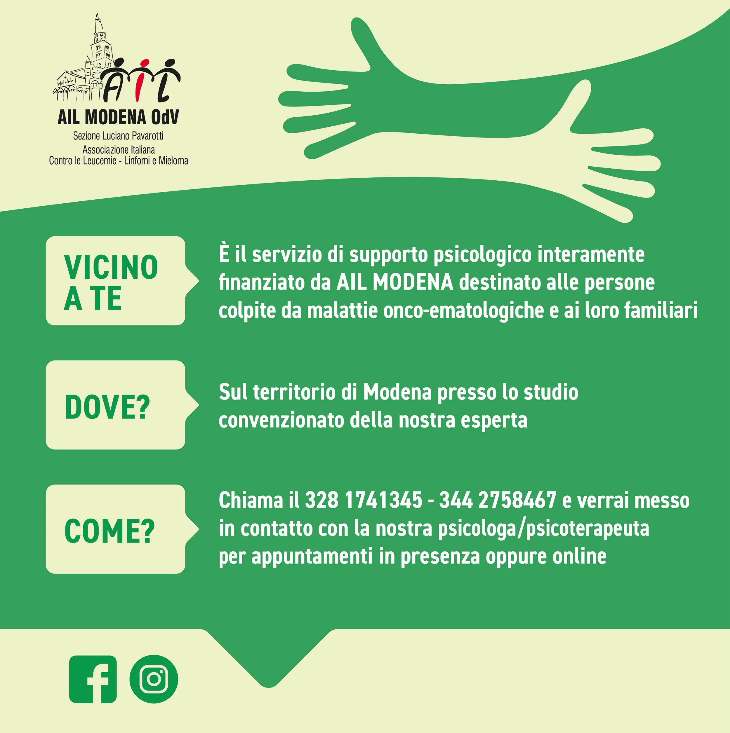 Volantino AIL Modena supporto psicologico 2