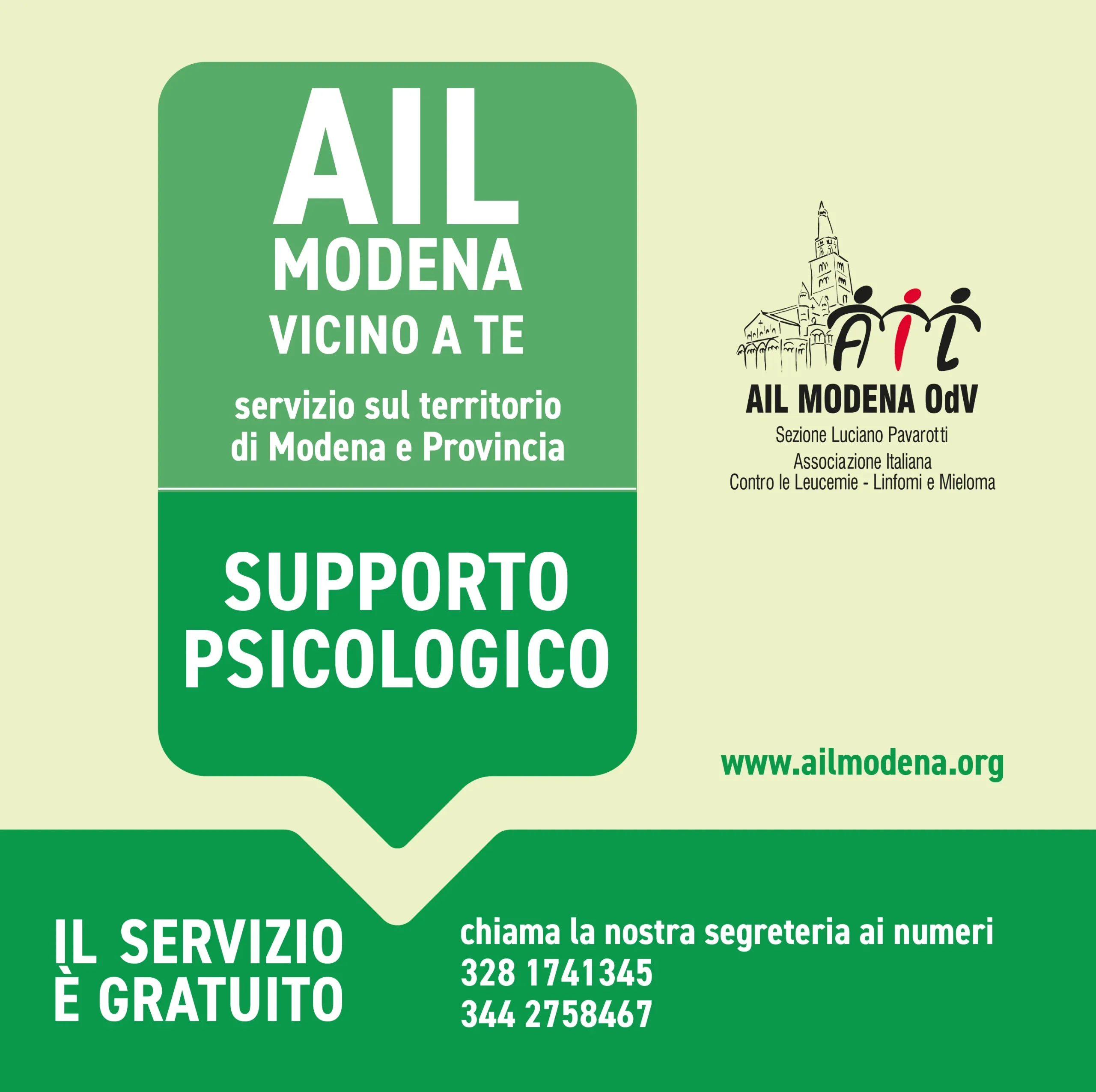 Volantino AIL Modena supporto psicologico