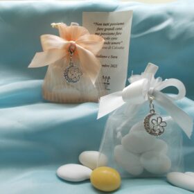 cod.SCHLN1 Sacchettino in organza con charms riflesso luna silver