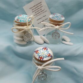 cod.BRTV051 Barattolino vidrio in vetro con albero della vita - h.cm5,5 - 3 assortiti